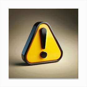 A 3D rendering of a yellow warning sign with a black exclamation point in the center, set against a beige background Canvas Print