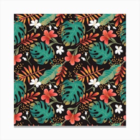 Tropical Summer Midnight Square Canvas Print