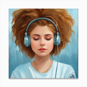 Girl With Headphones 6 Canvas Print