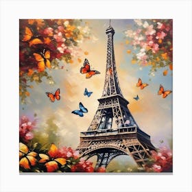 Paris With Butterflies 90 Canvas Print