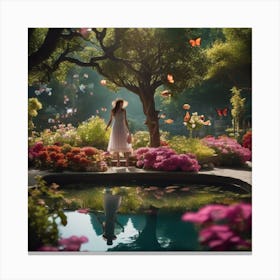 Girl In A Garden 6 Canvas Print