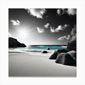 Black And White Beach 5 Canvas Print