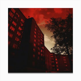 Red Sky Over Buildings Canvas Print