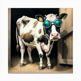 Cow With Goggles 4 Canvas Print