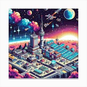 8-bit space colony 1 Canvas Print