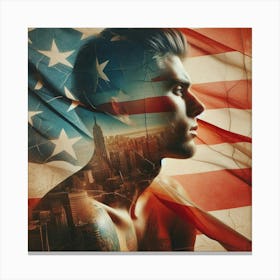 A american flag, a man 1 Canvas Print