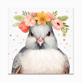 Floral Baby Pigeon Nursery Illustration (59) Canvas Print