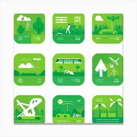 Collection Of Modern Transportation And Environmental Icons For Web Featuring Integrates A Flat Des 2 Canvas Print