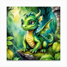 Green Dragon In The Forest Canvas Print