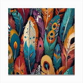 Colorful Feathers Seamless Pattern Canvas Print