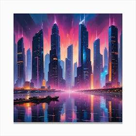 Futuristic Cityscape Paintings Art Print Canvas Print