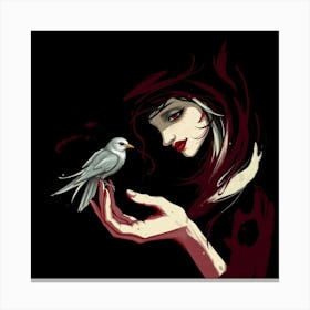 Girl With A Bird 1 Canvas Print