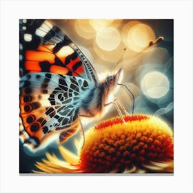 Butterfly On A Flower 2 Canvas Print