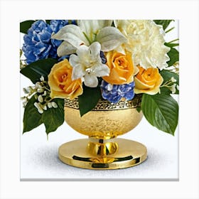 Inca vase made of gold and peony flowers 2 Canvas Print