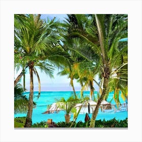 Tropical Scene With Palm Trees Canvas Print