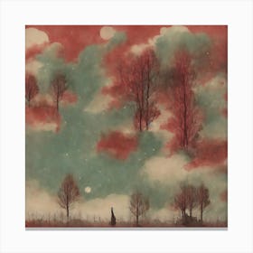 Eldritch Lullaby in Crimson Hues Canvas Print