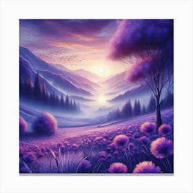 Purple Landscape Painting Stampe su tela