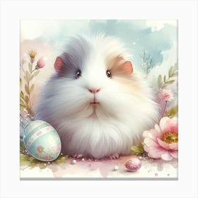 Easter Guinea Pig With Flower Canvas Print