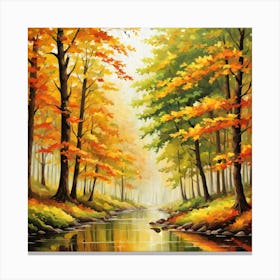 Forest In Autumn In Minimalist Style Square Composition 322 Canvas Print