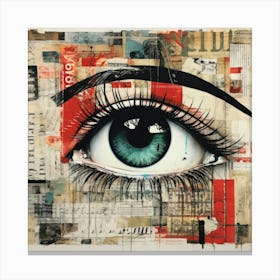 Halftone monochrome collage, Eye Of The World 1 Canvas Print