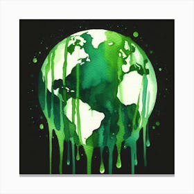 Earth Dripping With Green Paint Canvas Print