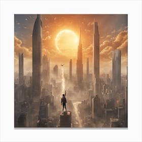  Tall Towers, The Sun In The Middle, And A Young  Canvas Print