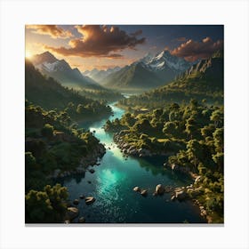 River In The Mountains 12 Canvas Print