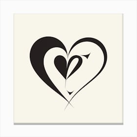 Minimalist Black Heart Block Line Illustration Canvas Print