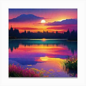 Sunset By The Lake 58 Canvas Print