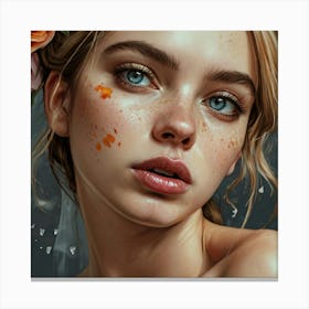 Portrait Of A Girl With Freckles Canvas Print