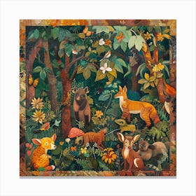 Foxes In The Forest 1 Canvas Print