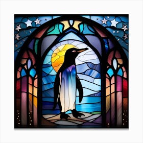 Penguin, stained glass, rainbow colors Canvas Print