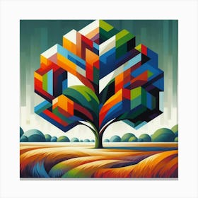 Abstract modernist Oak tree 3 Canvas Print
