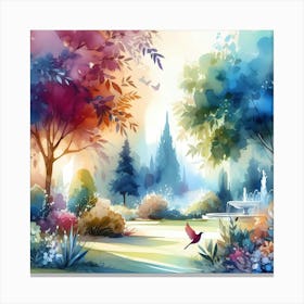 Watercolor Of A Garden 2 Canvas Print