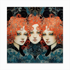 Three Women With Red Hair Canvas Print