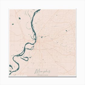 Memphis Tennessee Pink and Blue Cute Script Street Map 1 Canvas Print