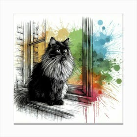 Cat By The Window Canvas Print