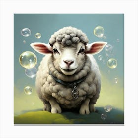 Sheep With Soap Bubbles Canvas Print