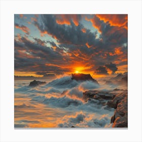 Sunset Over The Ocean Canvas Print