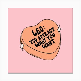 Leo Conversation Heart Canvas Print