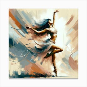 Title: "Whirlwind Elegance: Passionate Dance"  Description: "Whirlwind Elegance: Passionate Dance" is an evocative digital artwork that captures a dancer's fervor amidst abstract strokes. The fluidity of her dress and the wild abandon of her hair are juxtaposed against a backdrop of warm earth tones and brisk brushwork, conveying a sense of unrestrained joy and movement. This piece is perfect for those who appreciate dance art, expressive figures, and abstract backgrounds. It's a standout addition to any collection, bringing the energy of a dance in motion to life. Invite the spirit of dance into your home or gallery with this vibrant and inspiring work. Canvas Print