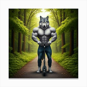 Muscular Wolf In The Forest Canvas Print