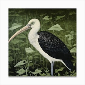 Ohara Koson Inspired Bird Painting Stork 1 Square Canvas Print