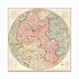 A New And Accurate Map Of The Country For Twenty Five Miles Round The University Of Oxford Exhibiting All The Direct And Cross Roads, The Hills, Vales, Woods, Rivers, Canals, Towns, Villages, Hamlets, Parks, And Seats Canvas Print