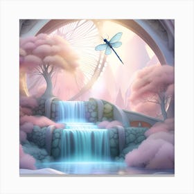 Dragonfly In A Waterfall Canvas Print