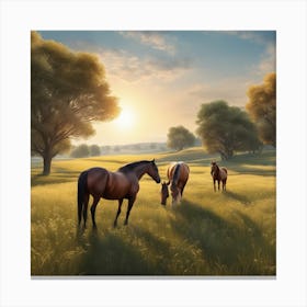 Horses In The Meadow 9 Canvas Print