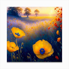 Poppies At Sunset 2 Canvas Print