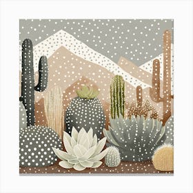 Firefly Modern Abstract Beautiful Lush Cactus And Succulent Garden In Neutral Muted Colors Of Tan, G (12) Canvas Print