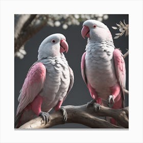 Two Parrots Perched On A Branch Canvas Print