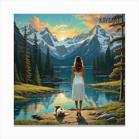 Woman And Her Dog Canvas Print